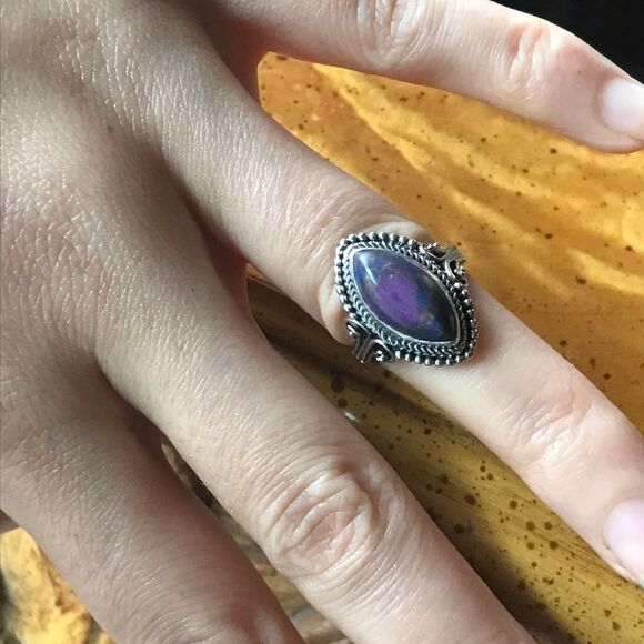 Mojave Purple Turquoise Sterling Silver Ring Size 5 - Picture 8 of 8